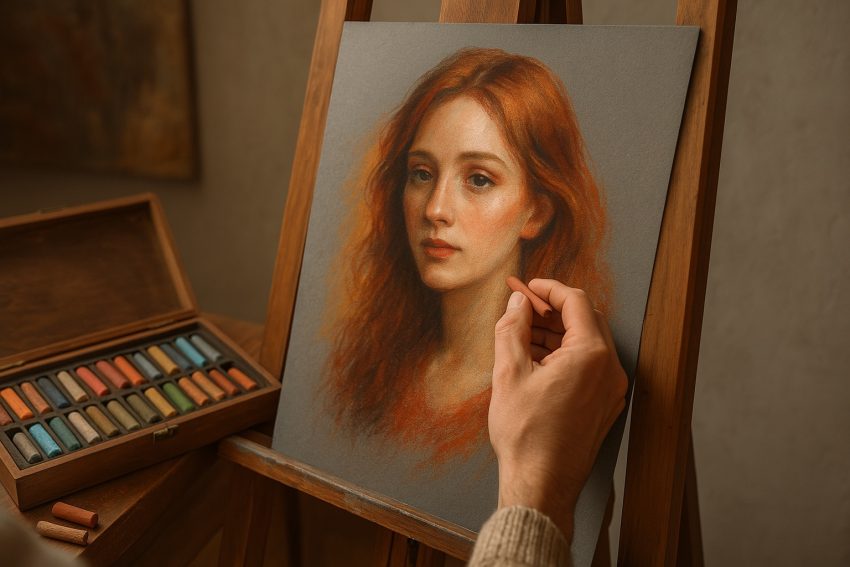 Портрет нарисованный пастелью