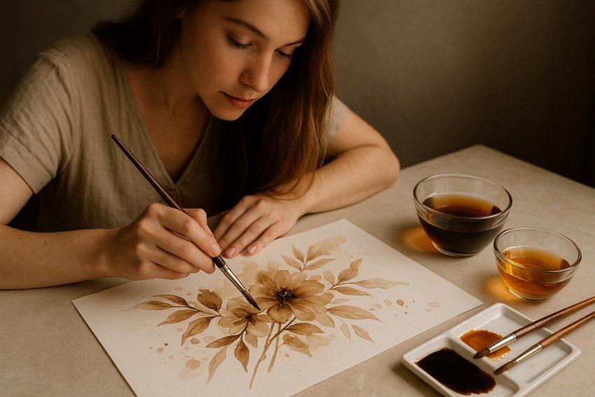 Живопись кофе, чаем и вином